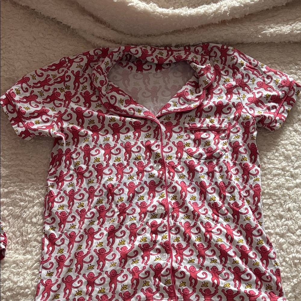 Roller Rabbit hot pink and White Monkey Print Tops